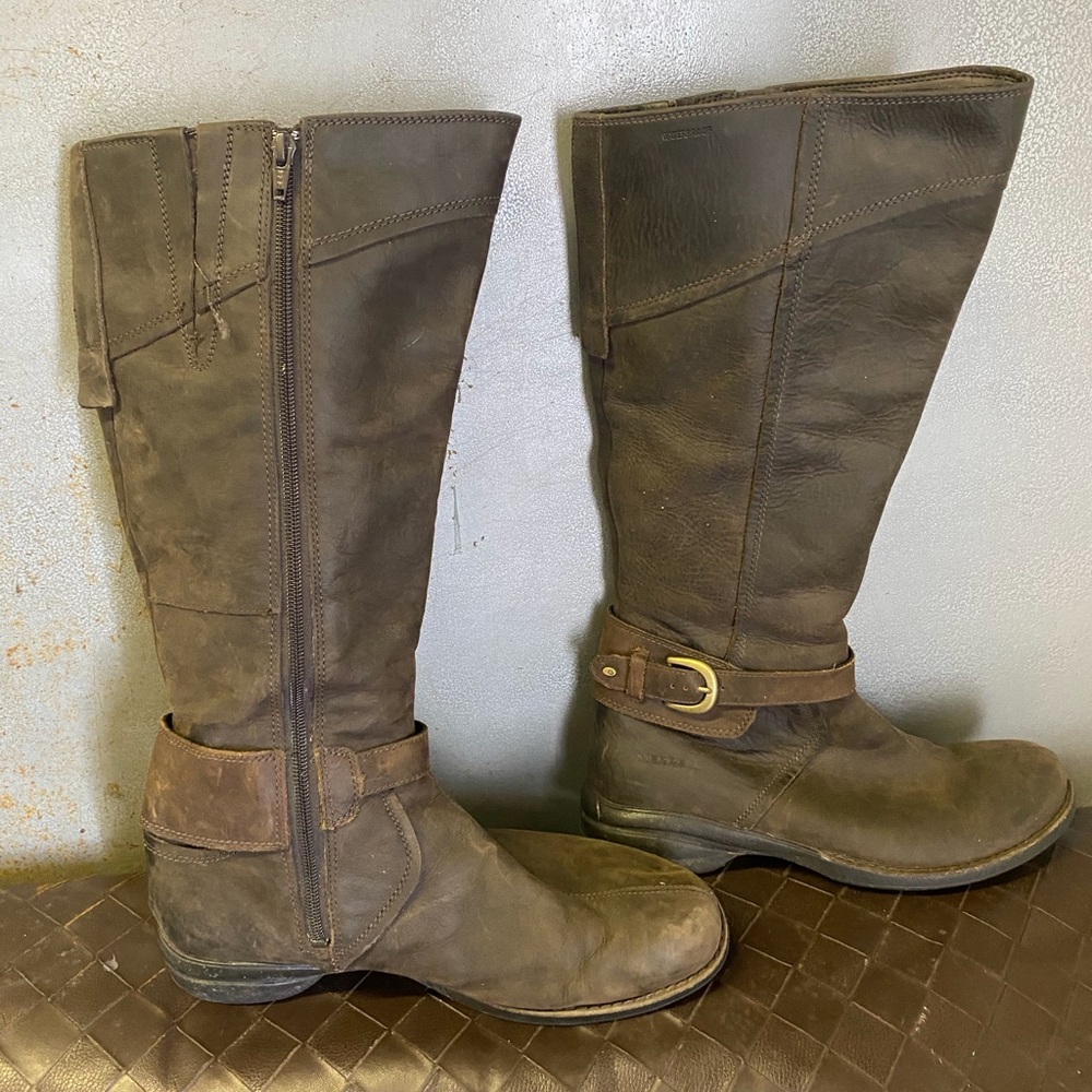 Merrell Women's Tall Dark Brown Leather Zip Riding Boots